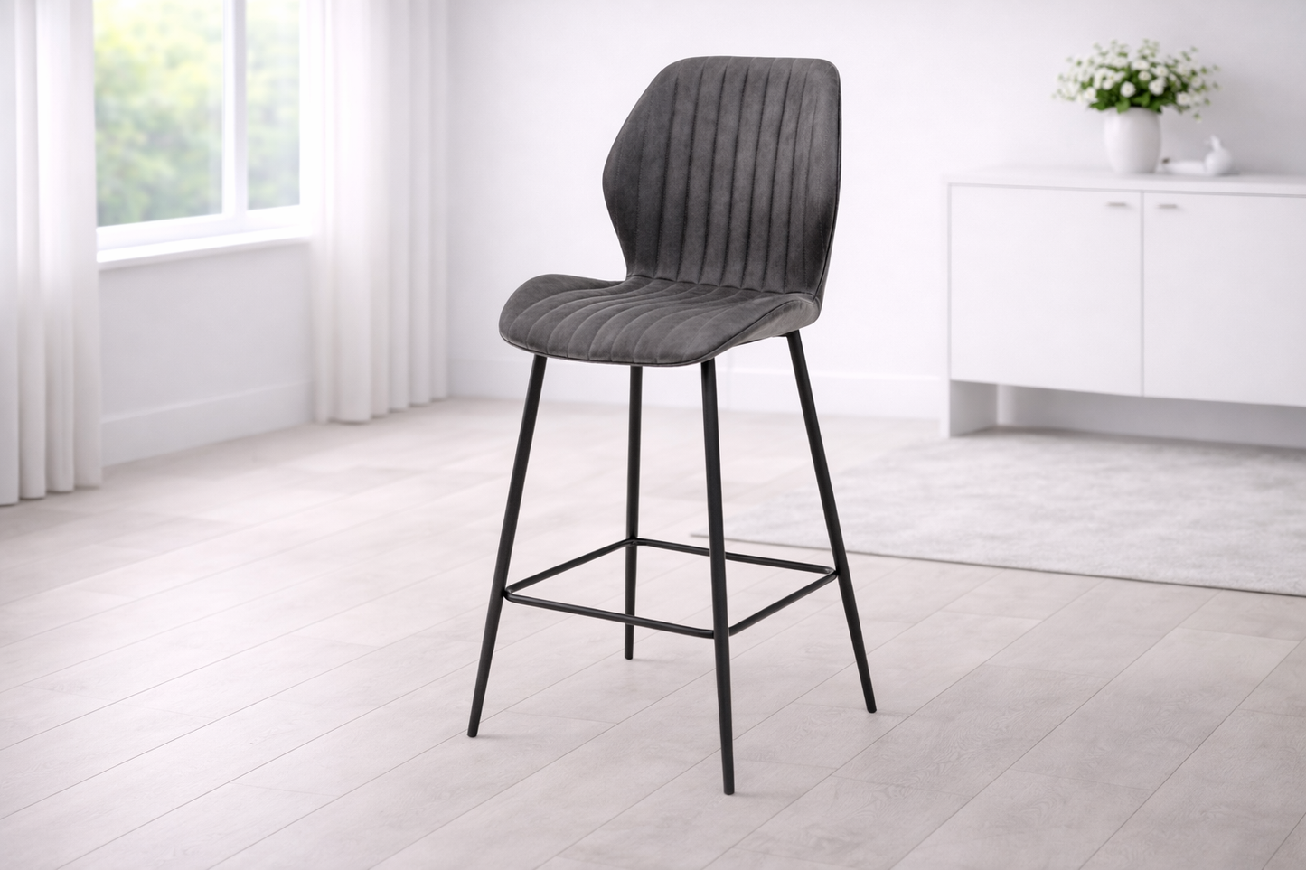 Lisburn Charcoal Faux Leather Bar Stool