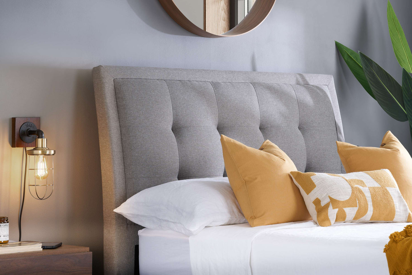 Shelby Grey Fabric Bed