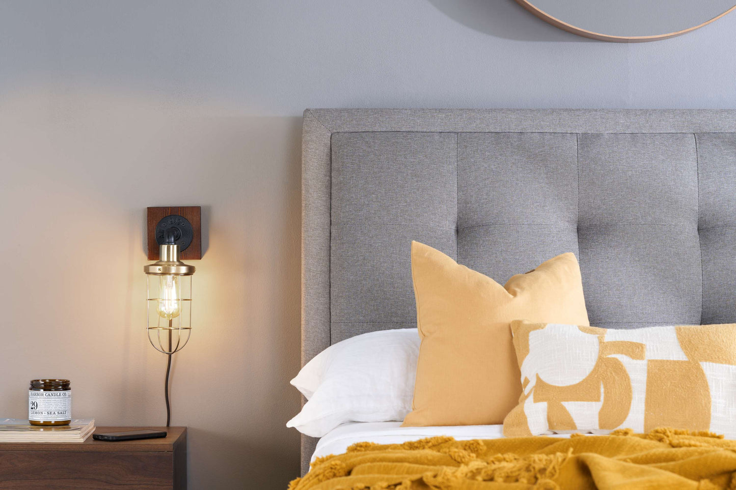 Shelby Grey Fabric Bed