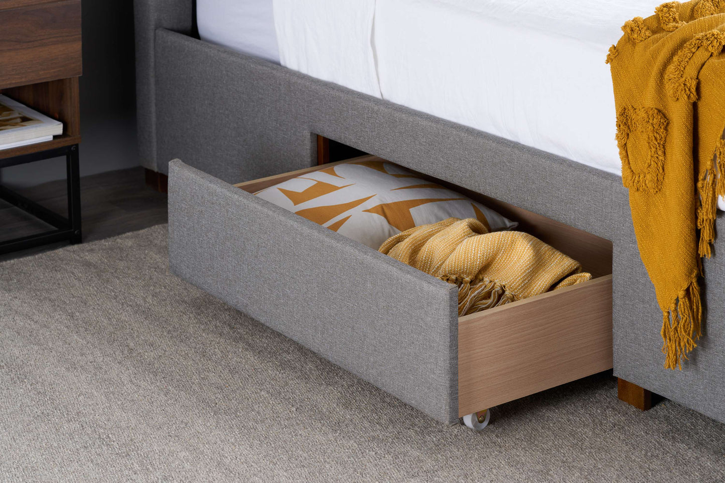 Shelby Grey Fabric Bed