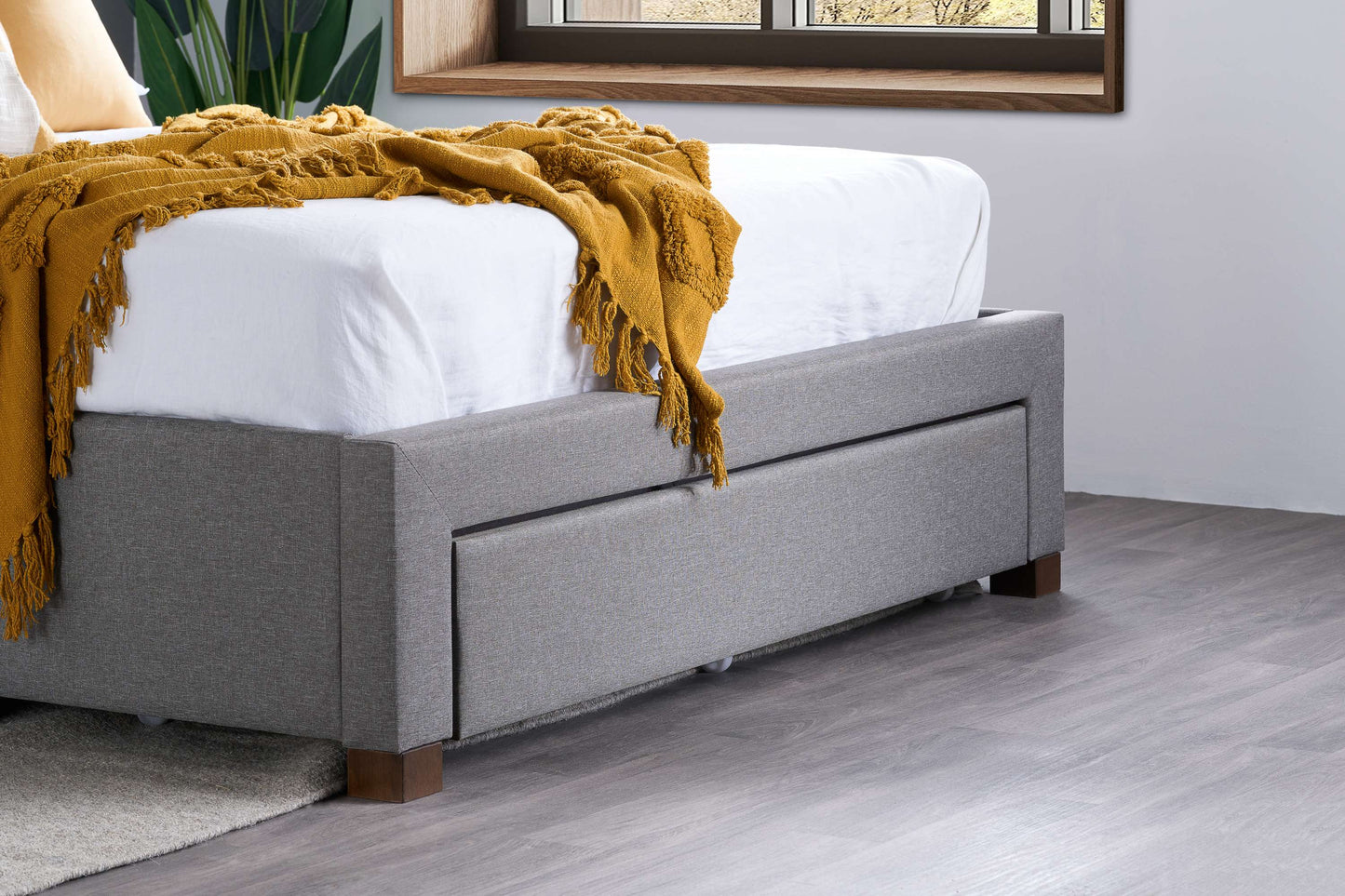 Shelby Grey Fabric Bed