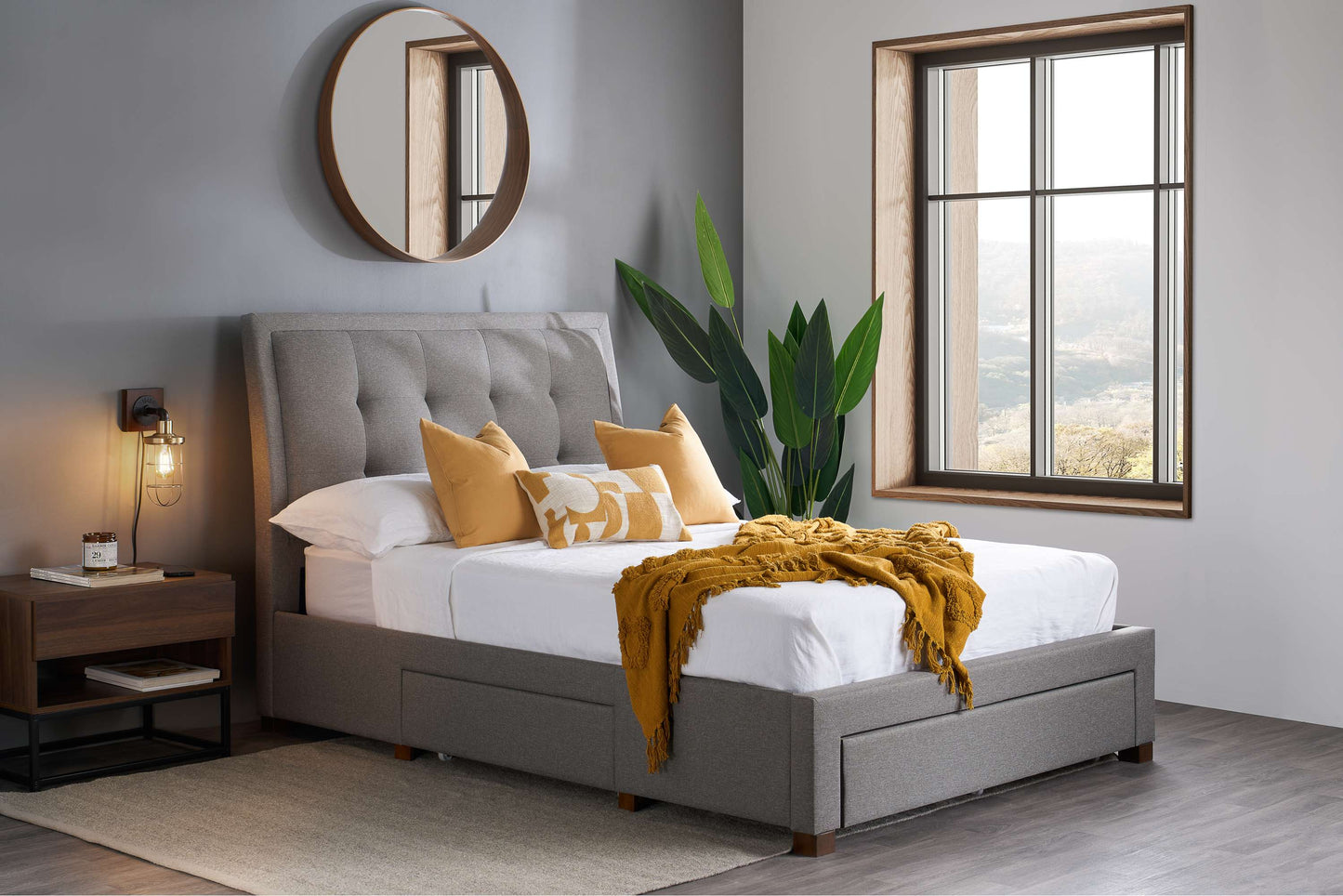 Shelby Grey Fabric Bed