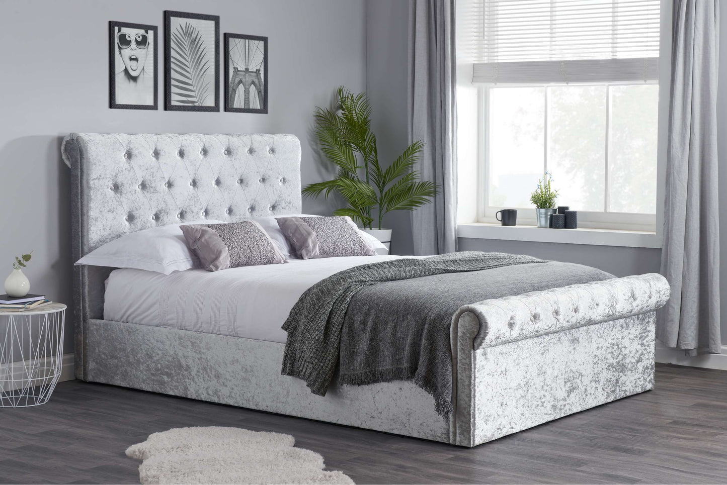 Sienna Light Grey Side lift Ottoman Storage Bed