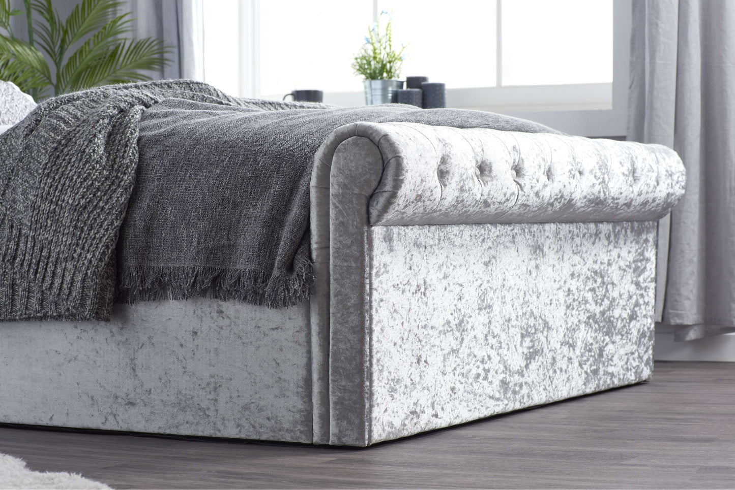 Sienna Light Grey Side lift Ottoman Storage Bed