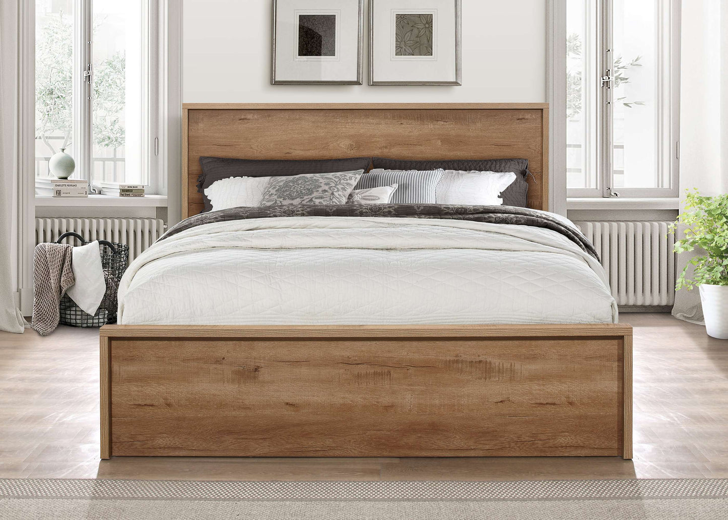 Stockwell Rustic Oak Effect Wooden Bed