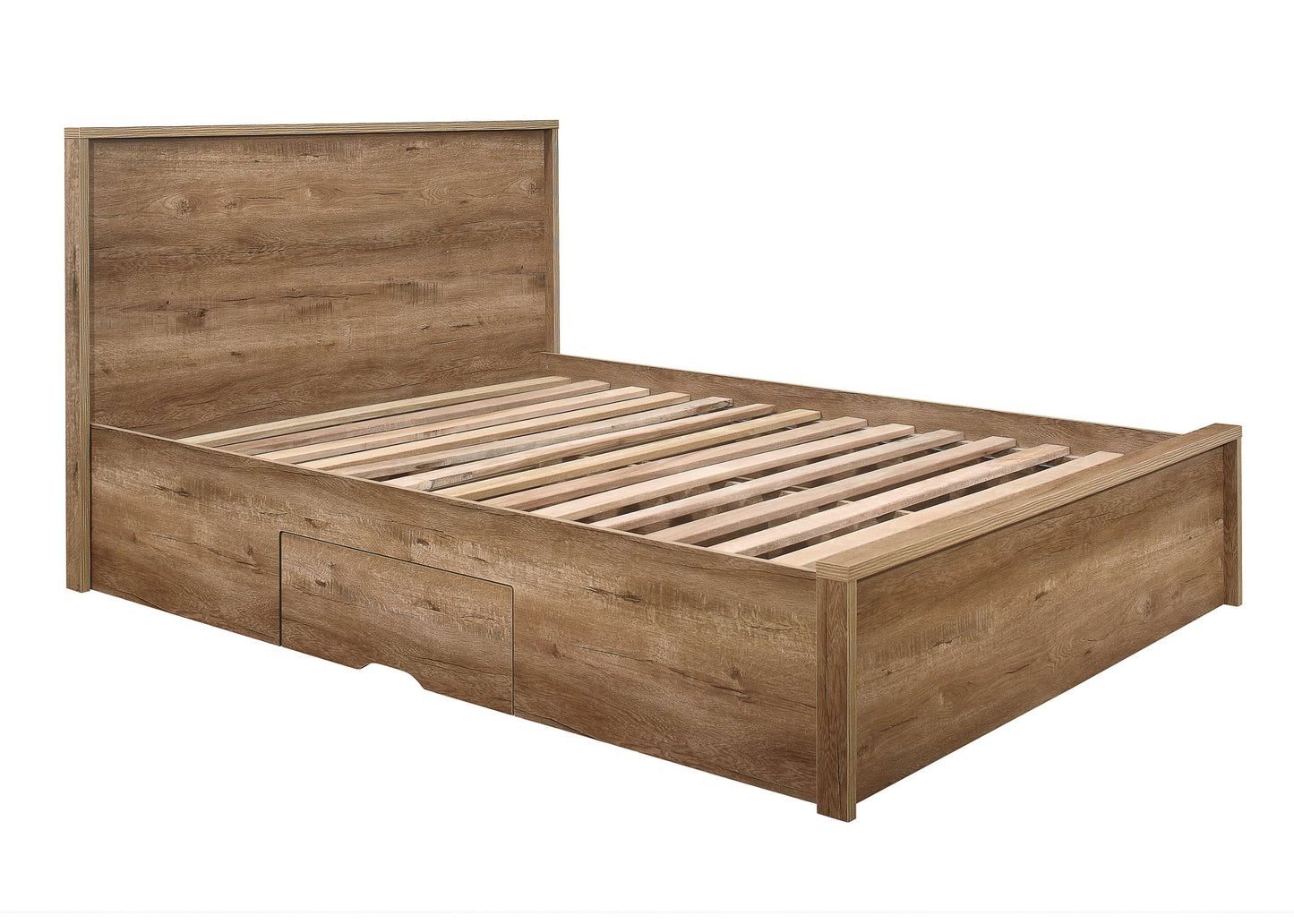 Stockwell Rustic Oak Effect Wooden Bed