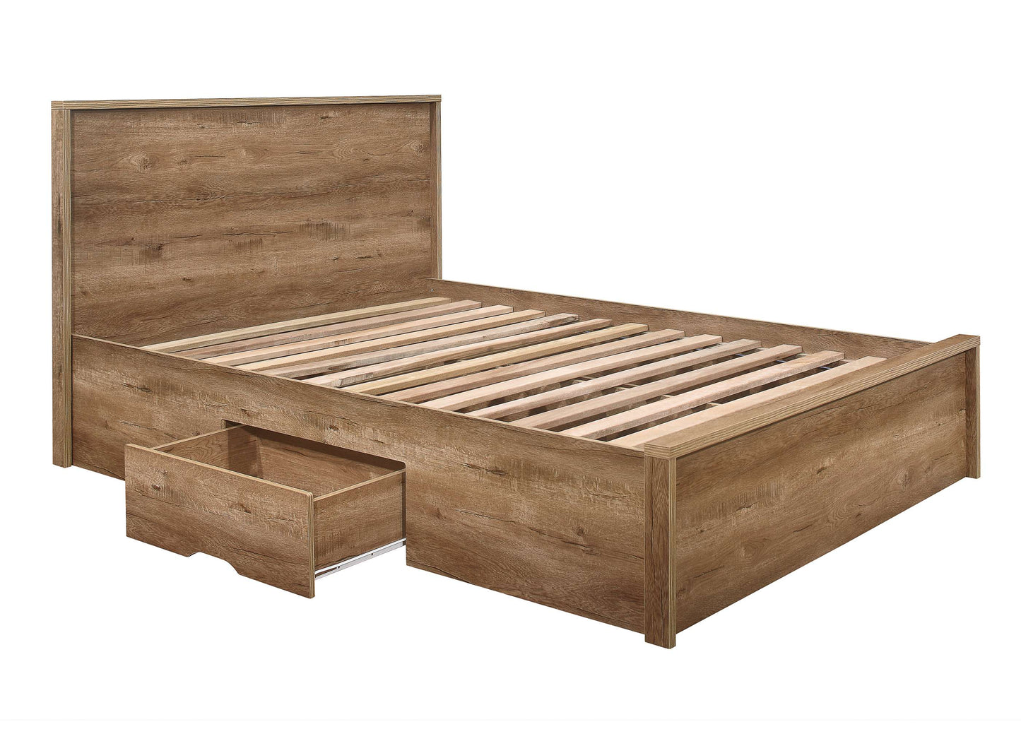 Stockwell Rustic Oak Effect Wooden Bed