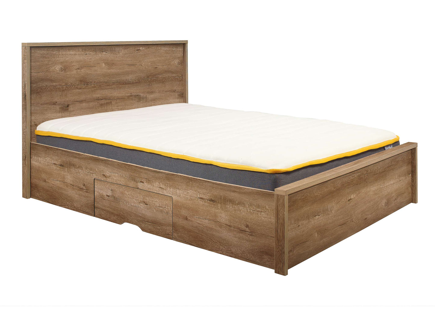 Stockwell Rustic Oak Effect Wooden Bed