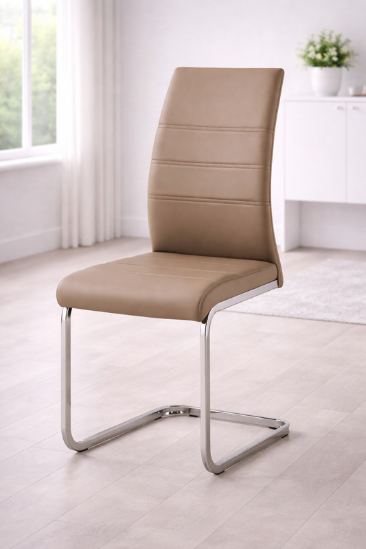Boho PU Cappuccino/Chrome Dining Chair