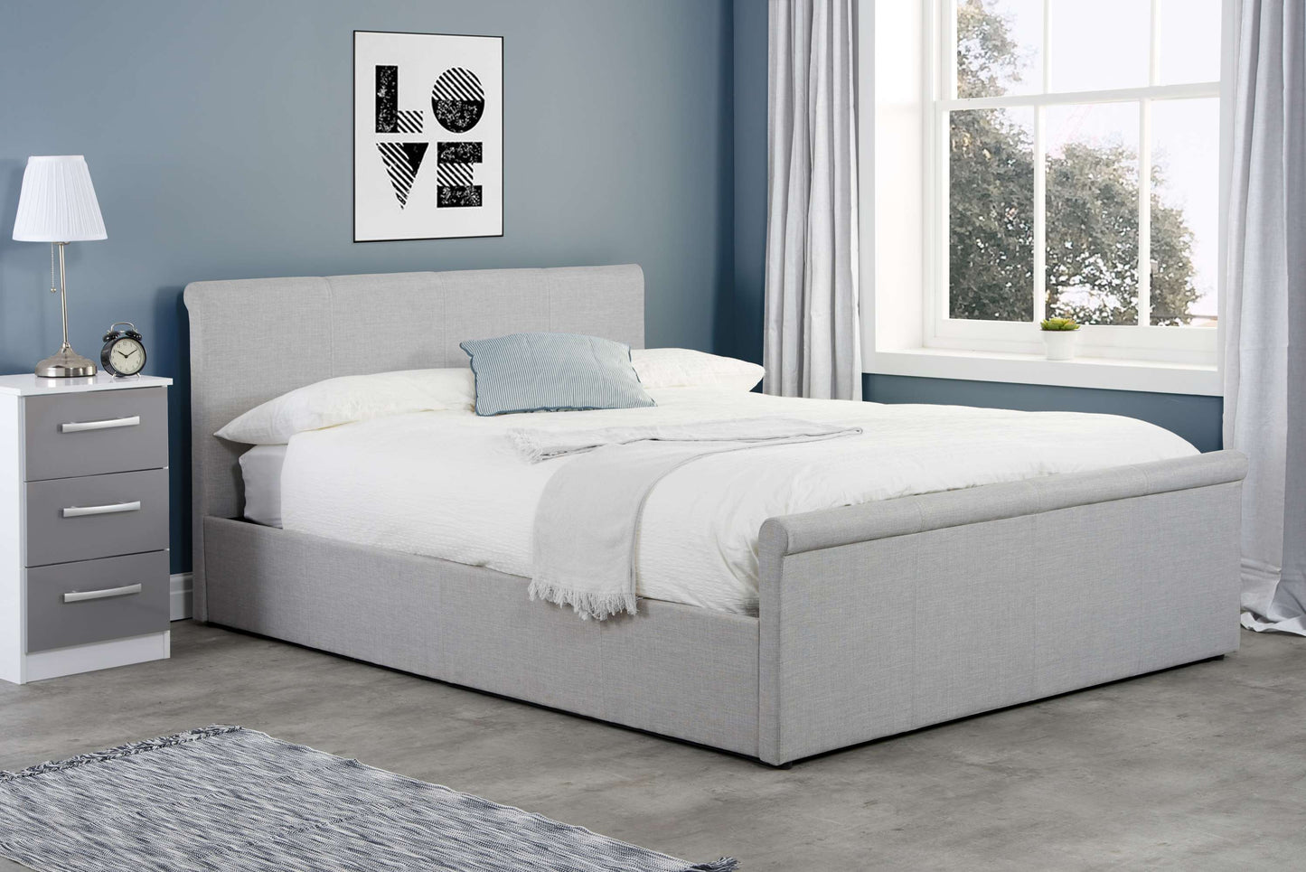 Stratus Grey Side Lift Ottoman Storage Bed