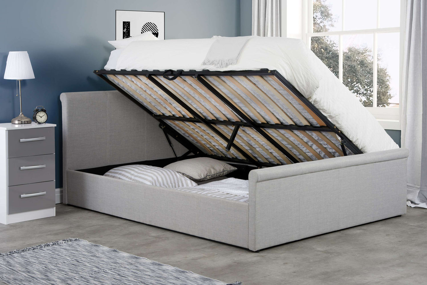 Stratus Grey Side Lift Ottoman Storage Bed