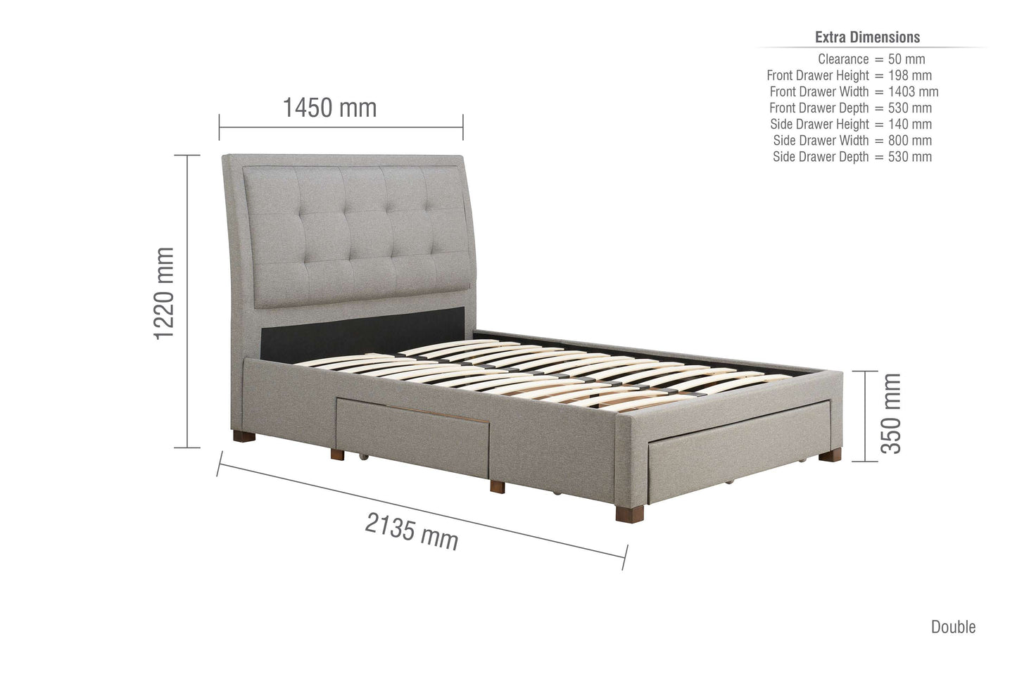 Shelby Grey Fabric Bed