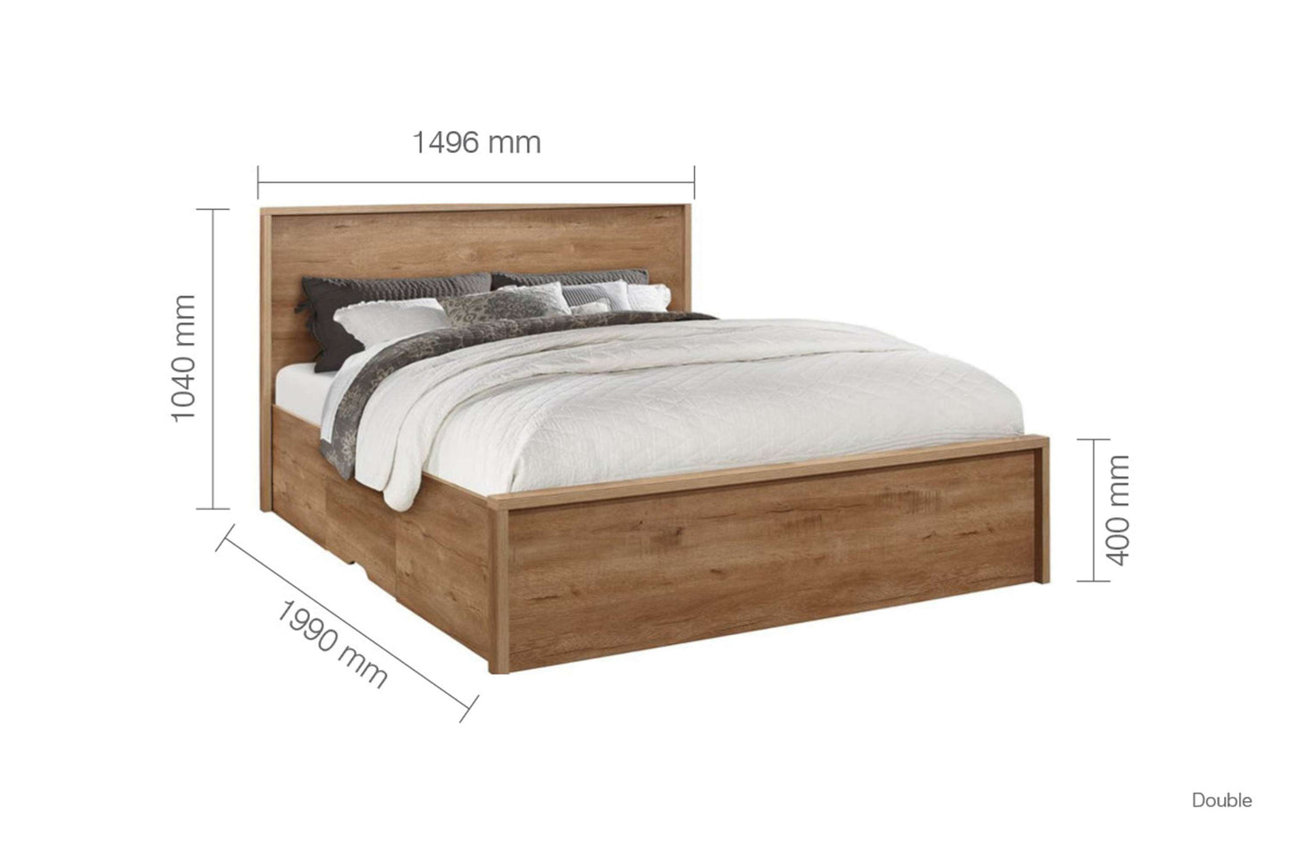 Stockwell Rustic Oak Effect Wooden Bed