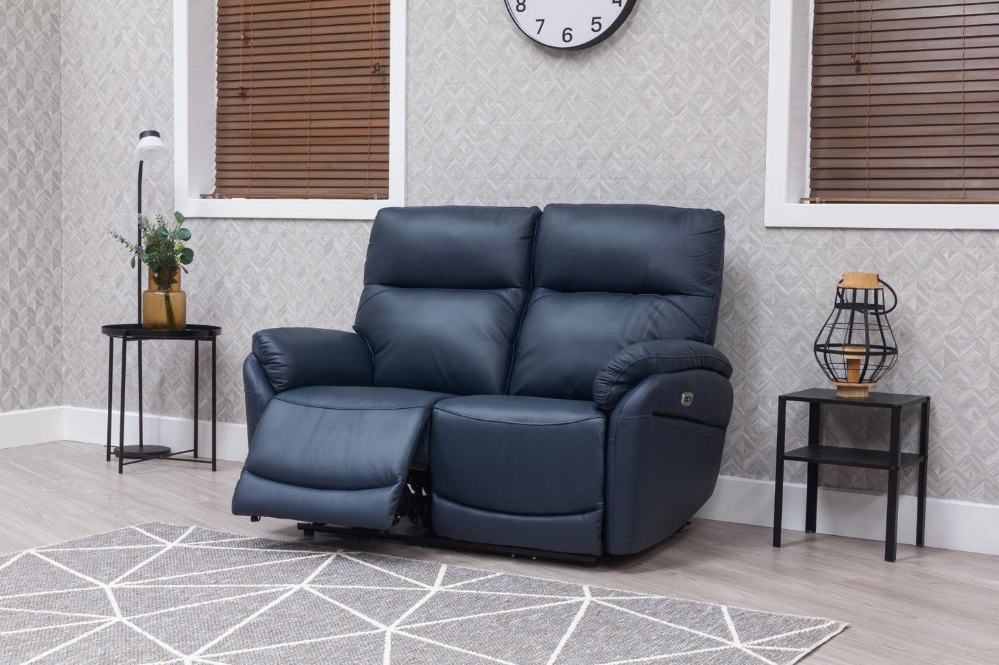 Torino Half Leather Navy Power Reclining Sofas