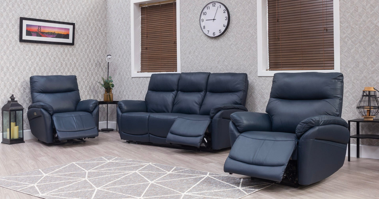Torino Half Leather Navy Power Reclining Sofas