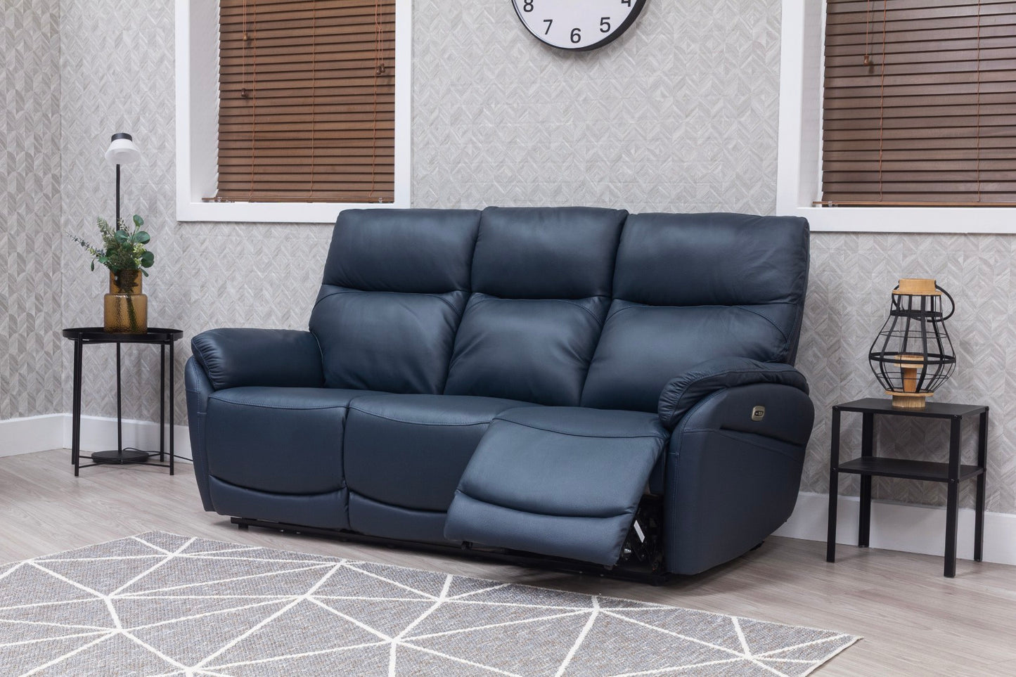 Torino Half Leather Navy Power Reclining Sofas