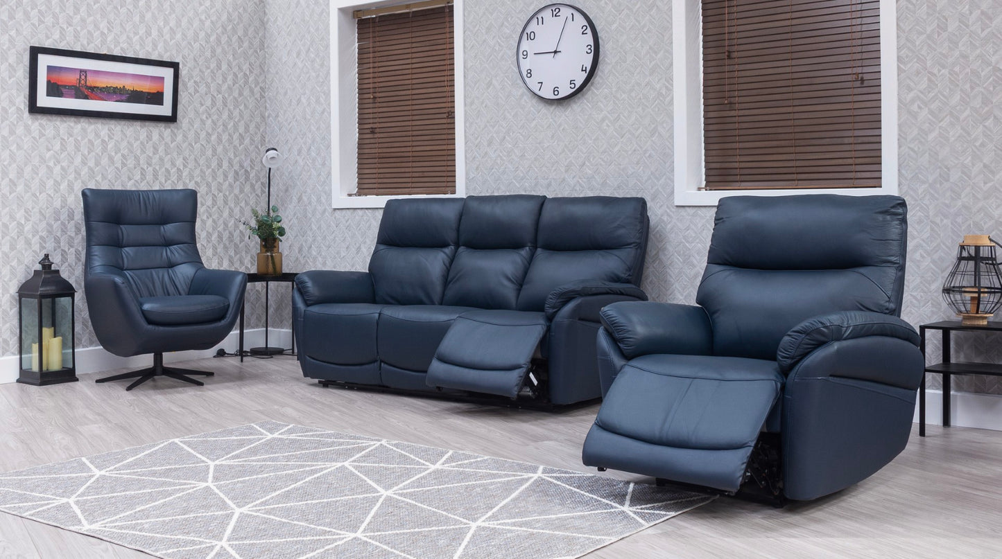Torino Half Leather Navy Power Reclining Sofas