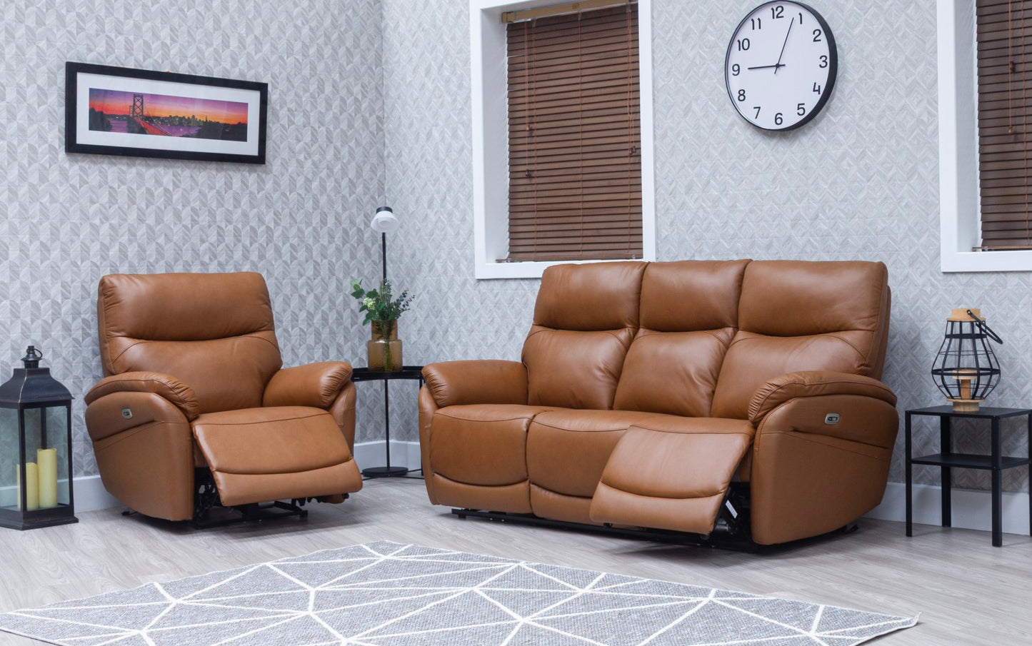Torino Half Leather Saddle Power Reclining Sofas