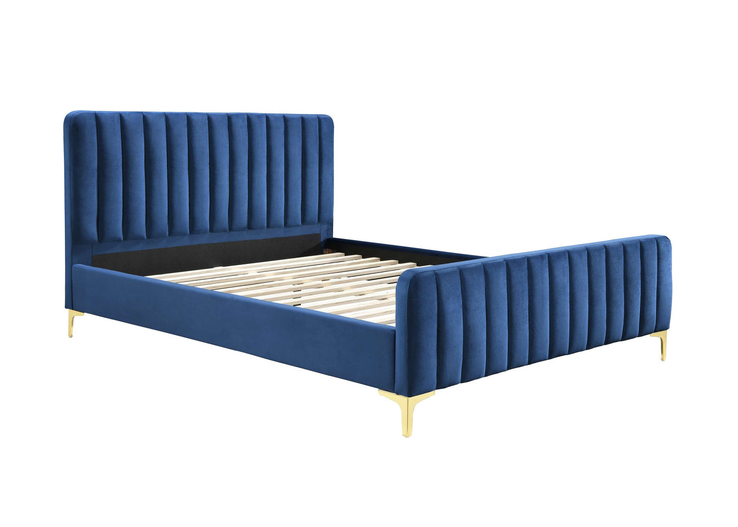 Verticals Blue Fabric Double Bed