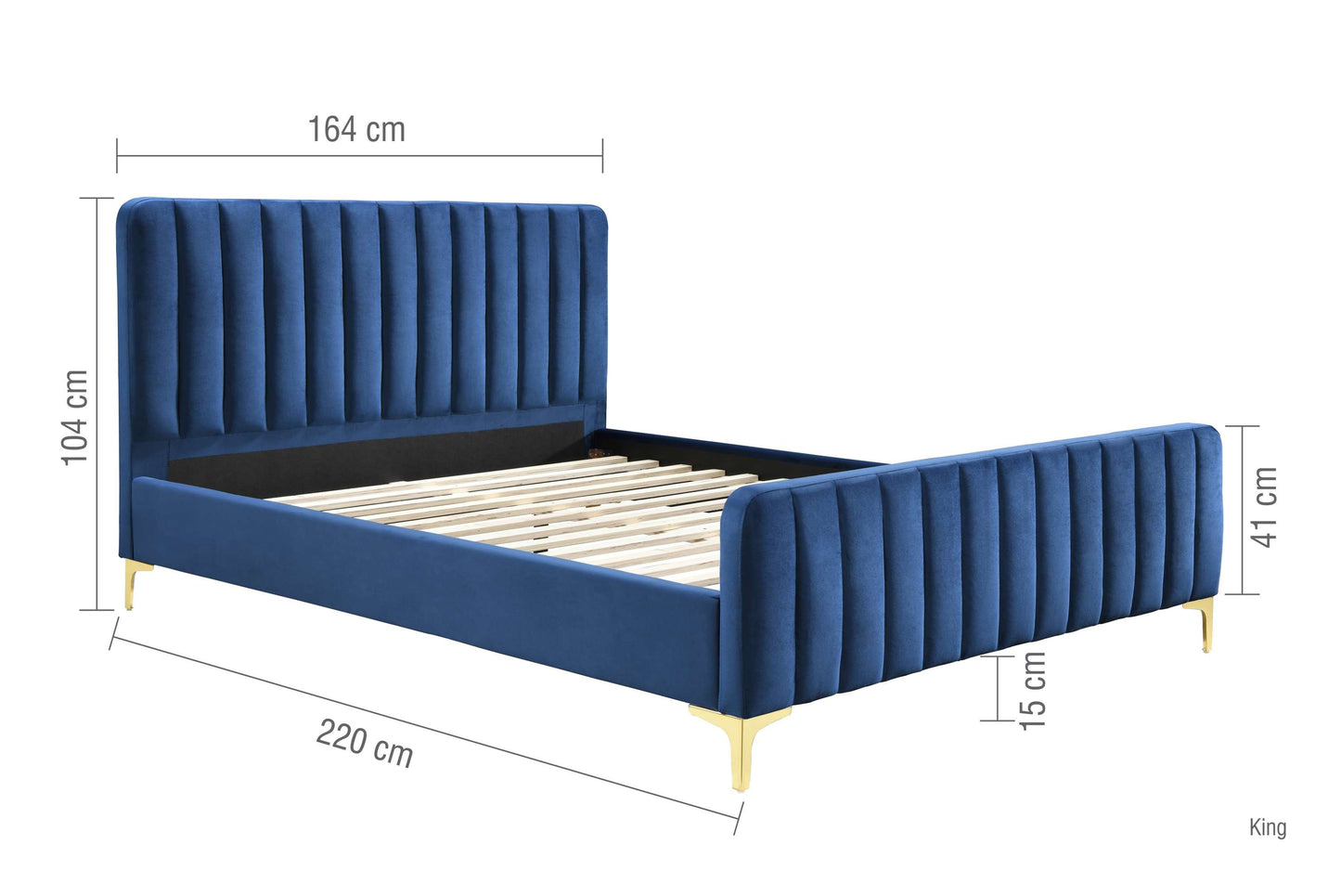 Verticals Blue Fabric Double Bed