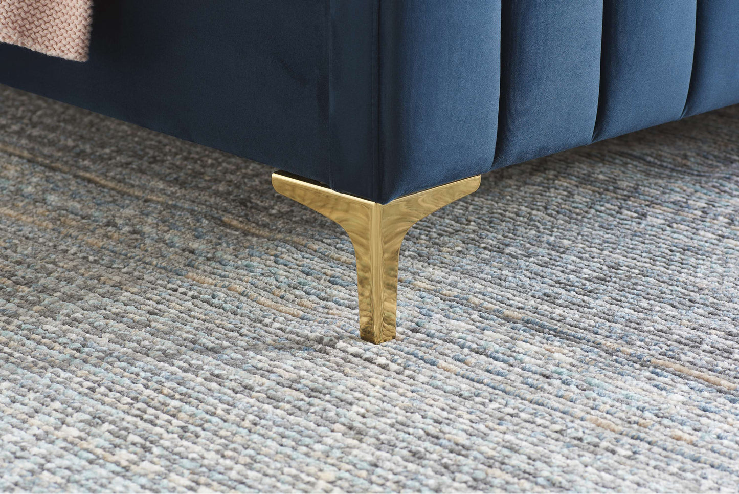 Verticals Blue Fabric Double Bed