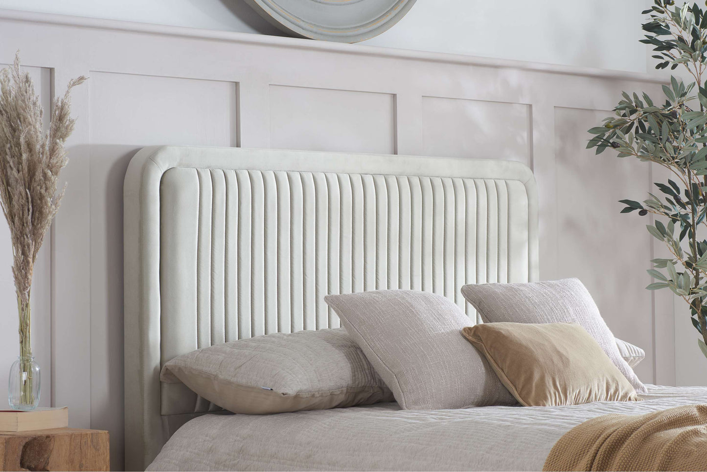 Verticals Warm Stone Fabric Double Bed