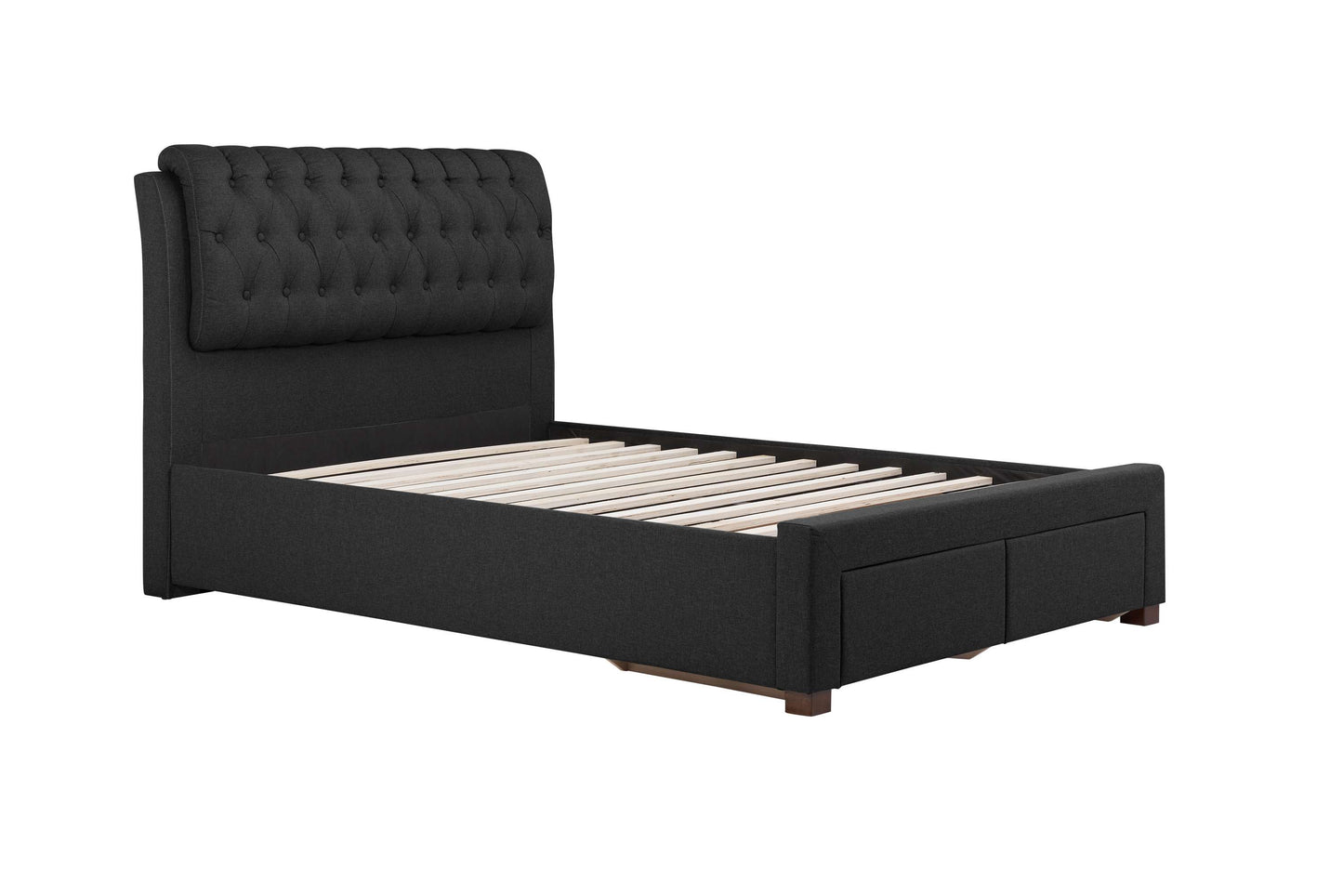 Valentino Charcoal Fabric Bed With Storage Drawers