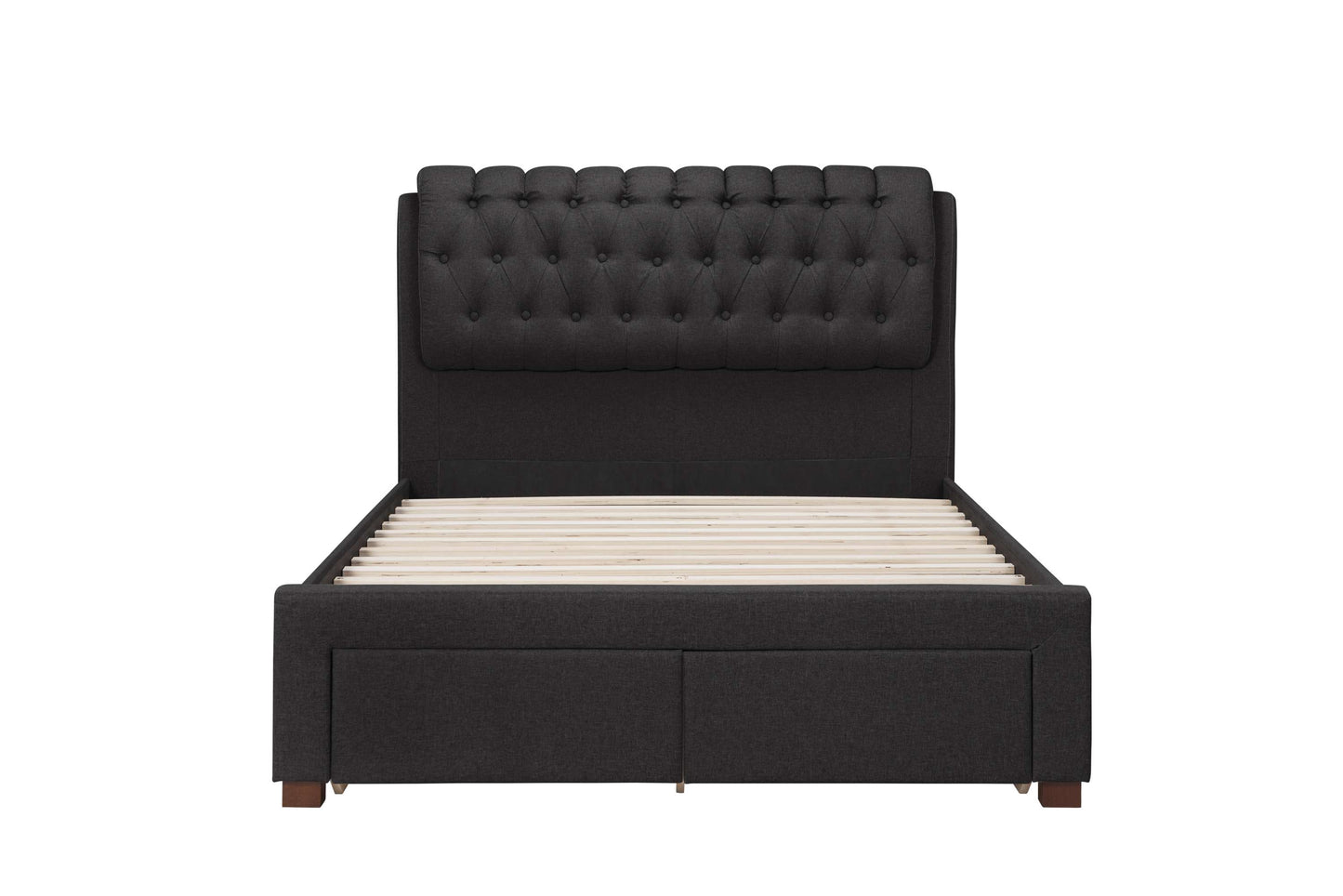 Valentino Charcoal Fabric Bed With Storage Drawers