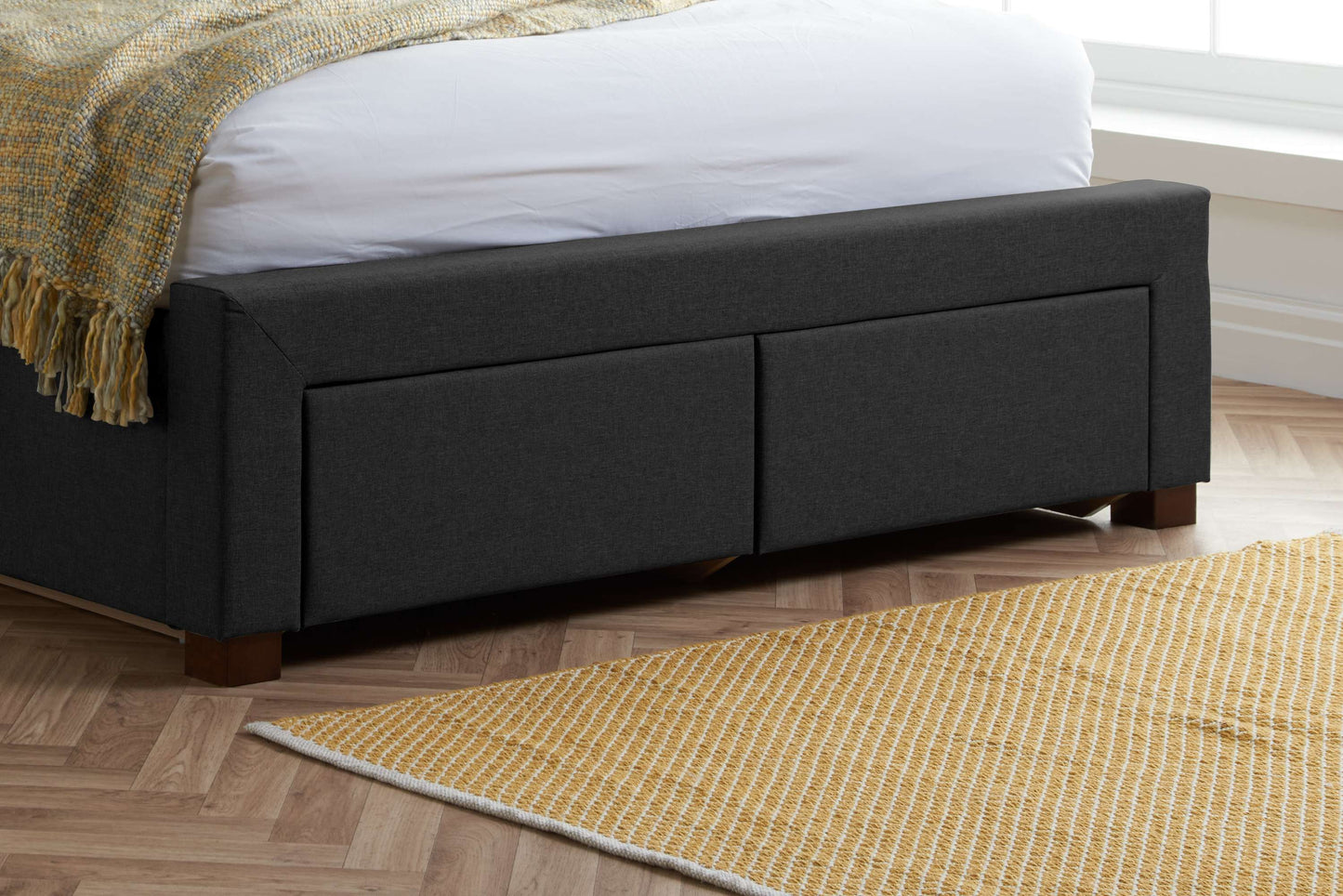 Valentino Charcoal Fabric Bed With Storage Drawers
