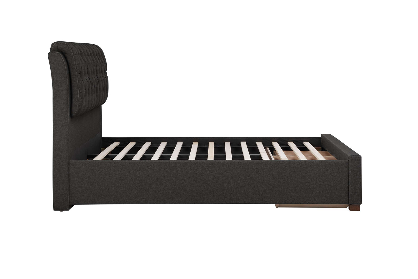 Valentino Charcoal Fabric Bed With Storage Drawers