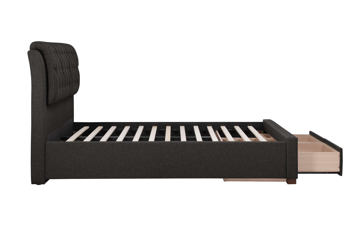 Valentino Charcoal Fabric Bed With Storage Drawers