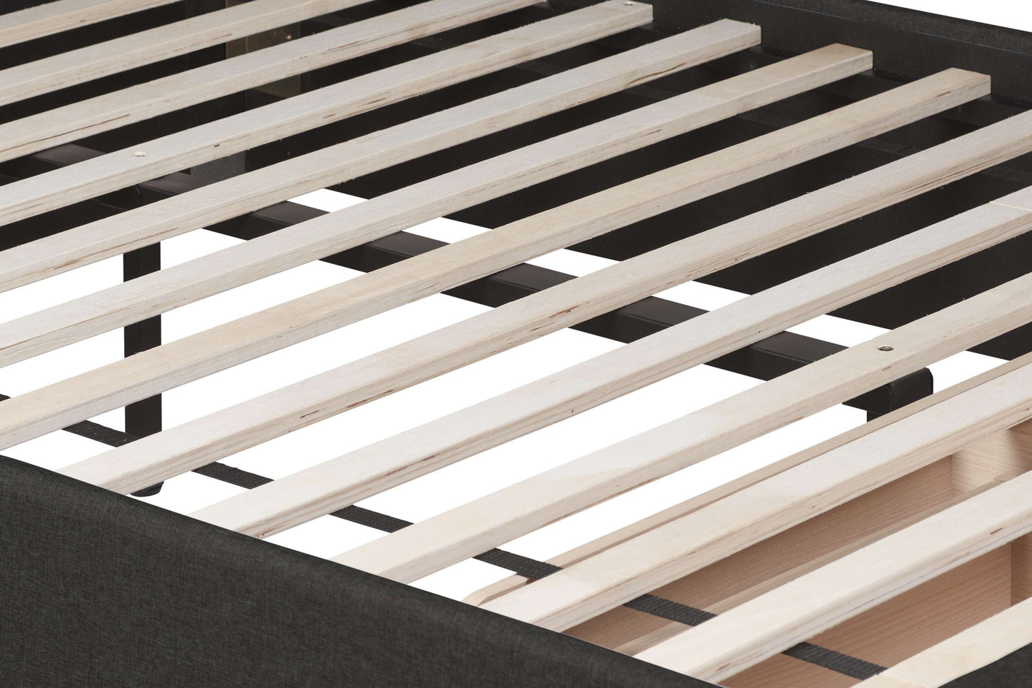 Valentino Charcoal Fabric Bed With Storage Drawers