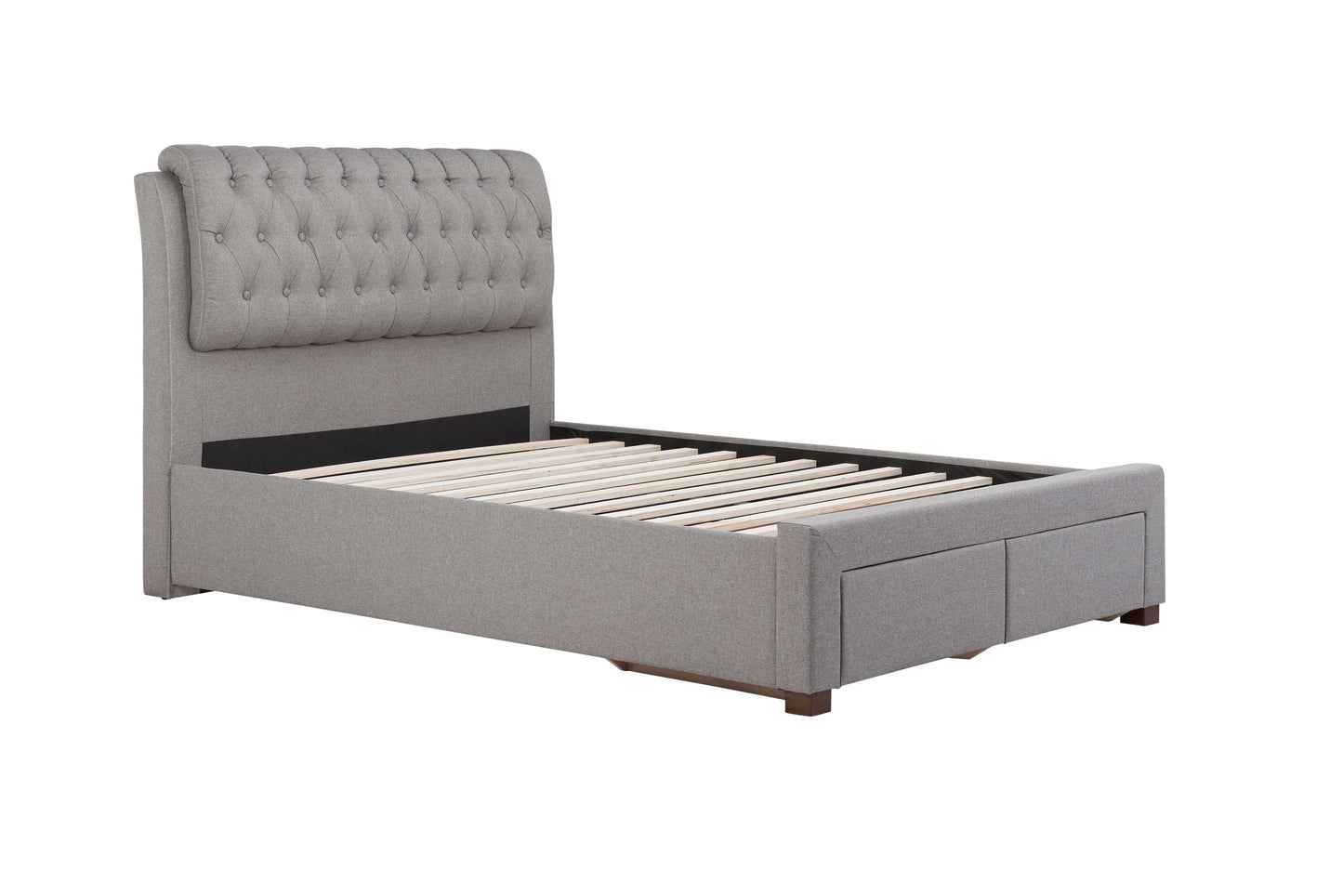 Valentino Grey Fabric Bed With Storage Drawers