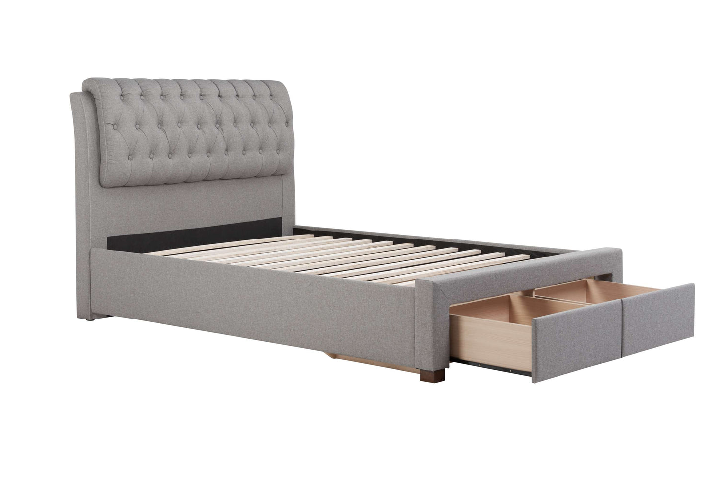 Valentino Grey Fabric Bed With Storage Drawers