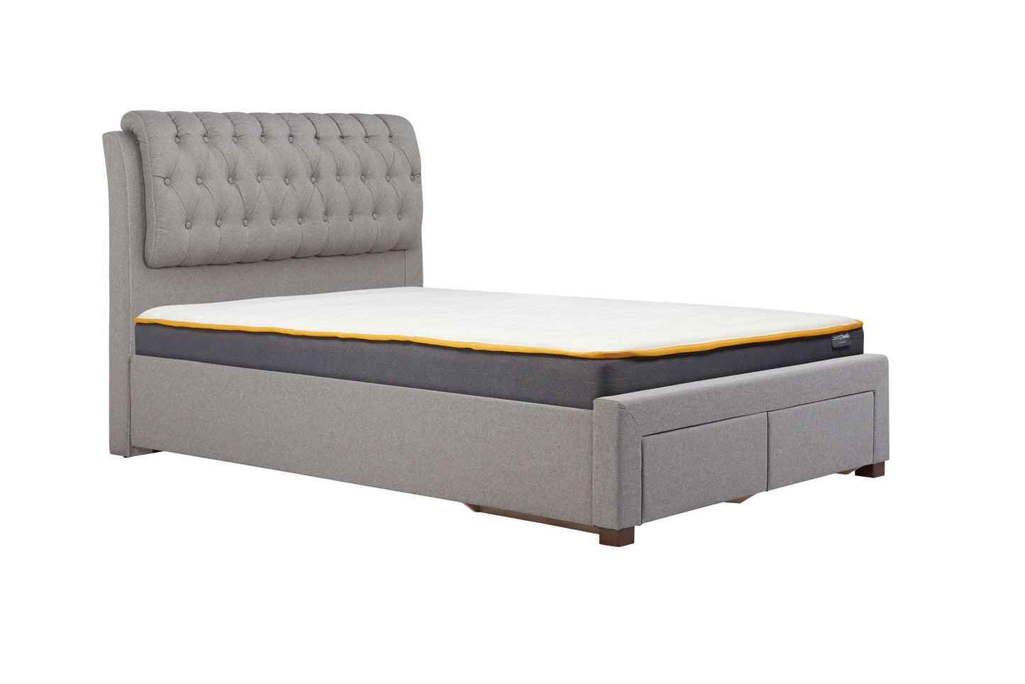 Valentino Grey Fabric Bed With Storage Drawers