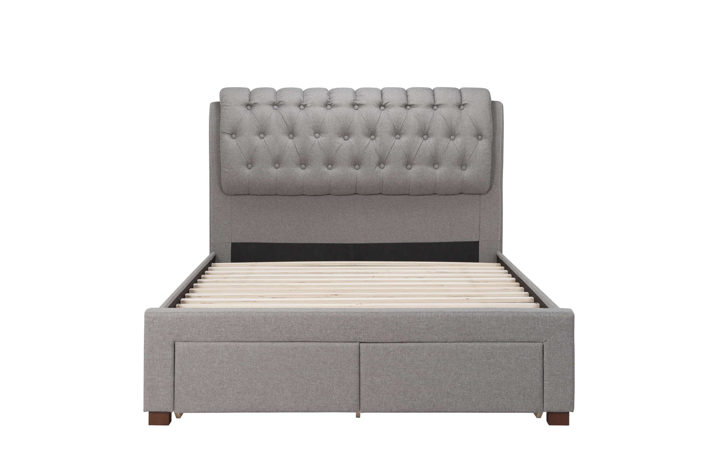Valentino Grey Fabric Bed With Storage Drawers