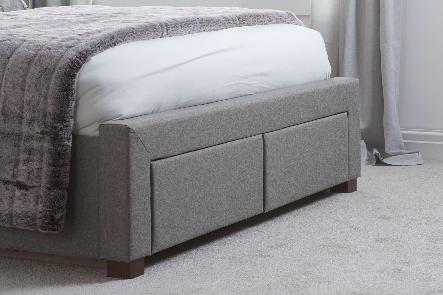 Valentino Grey Fabric Bed With Storage Drawers