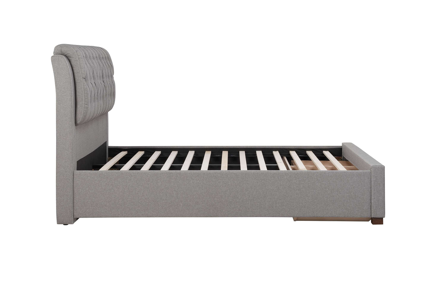 Valentino Grey Fabric Bed With Storage Drawers