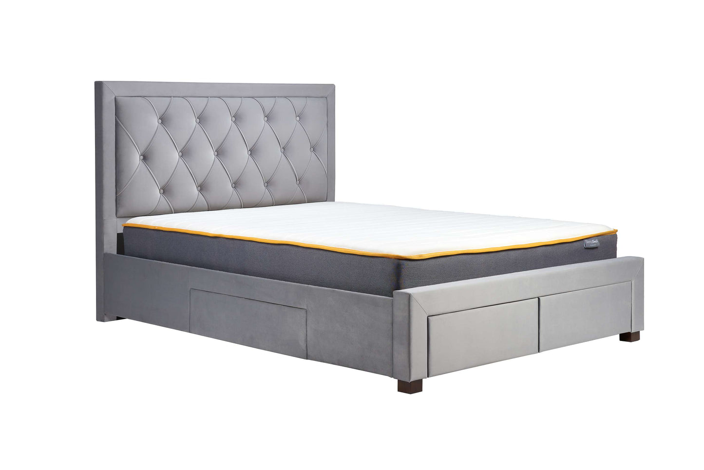 Woodbury Grey Fabric Bed with Storage Drawers