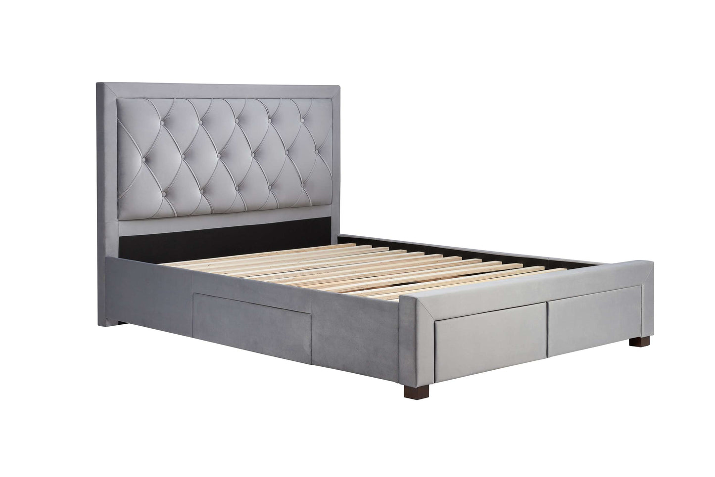 Woodbury Grey Fabric Bed with Storage Drawers