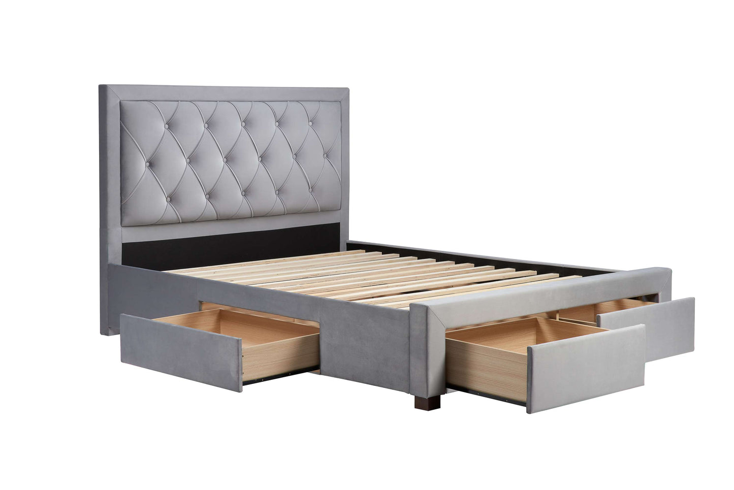 Woodbury Grey Fabric Bed with Storage Drawers