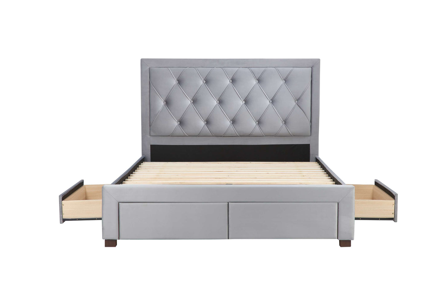 Woodbury Grey Fabric Bed with Storage Drawers