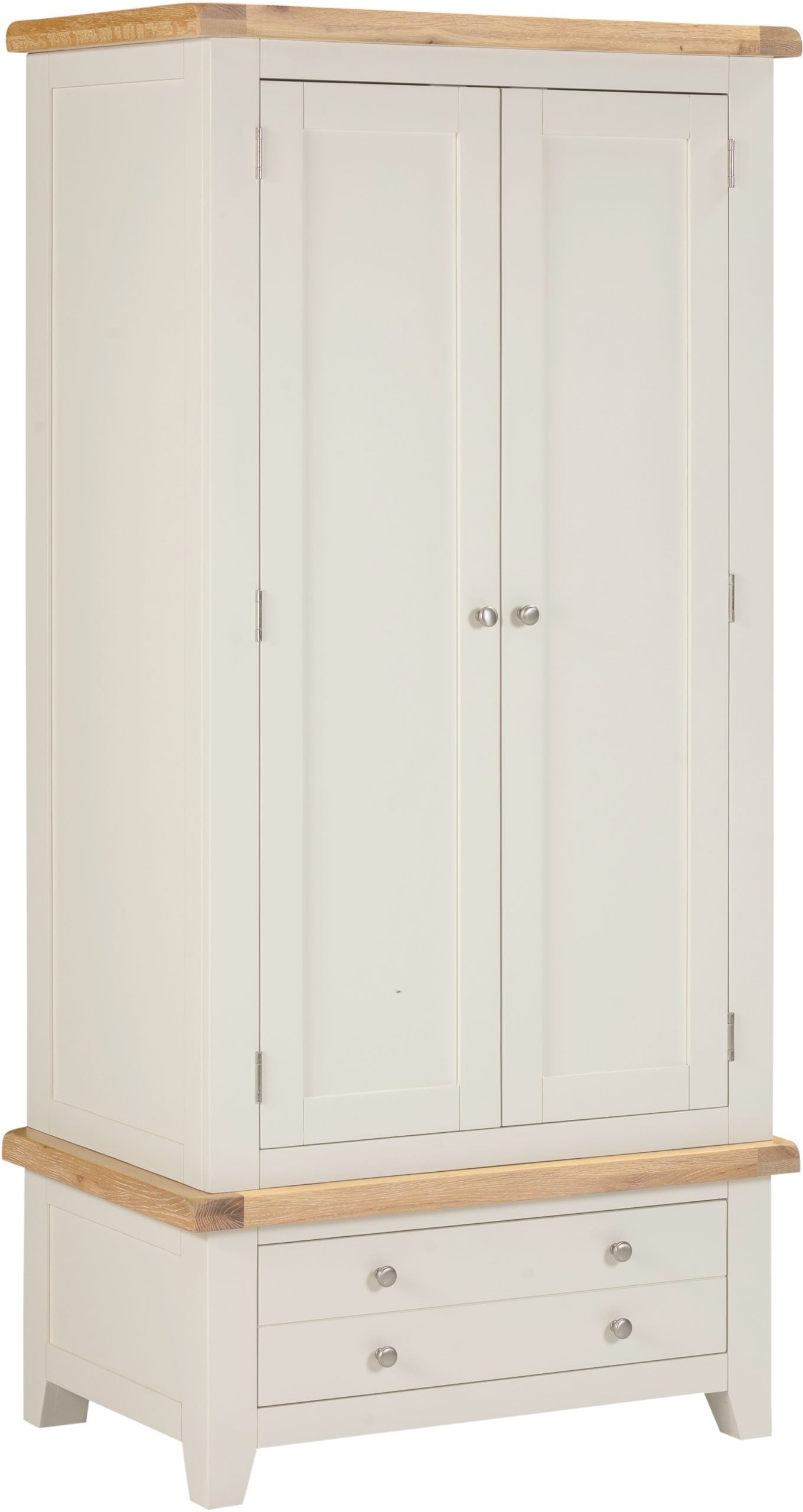 Windsor 2 Door 1 Drawer Wardrobe Ivory/Oak