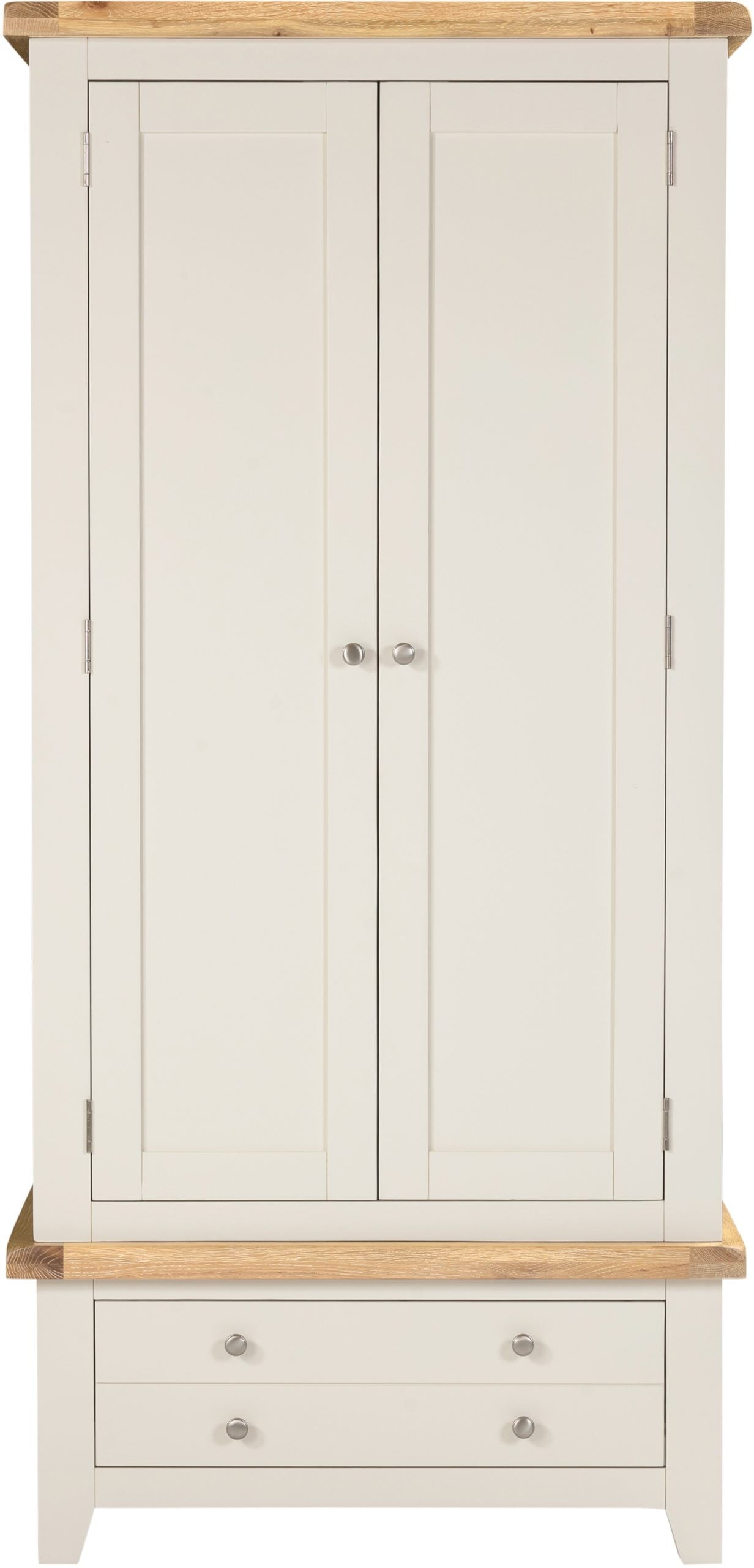 Windsor 2 Door 1 Drawer Wardrobe Ivory/Oak
