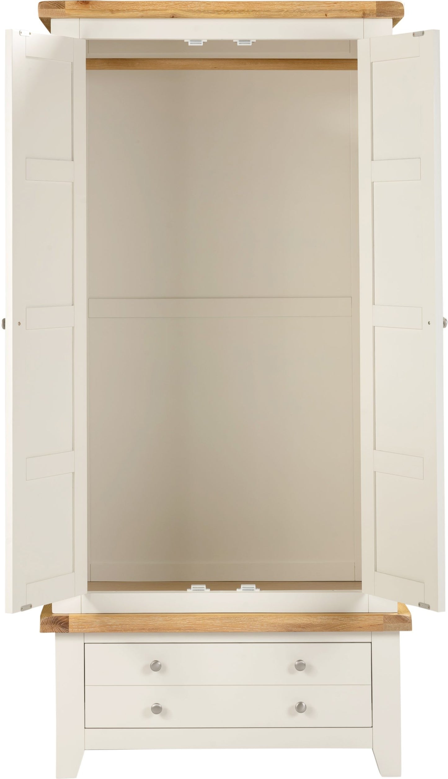 Windsor 2 Door 1 Drawer Wardrobe Ivory/Oak