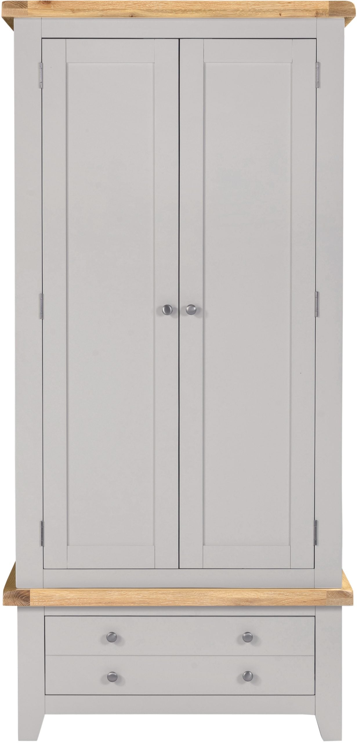 Windsor 2 Door 1 Drawer Wardrobe Pebble Grey/Oak