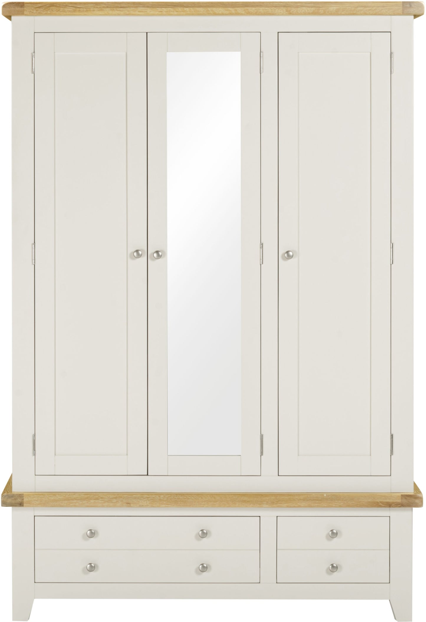 Windsor 3 Door 2 Drawer Wardrobe Ivory/Oak
