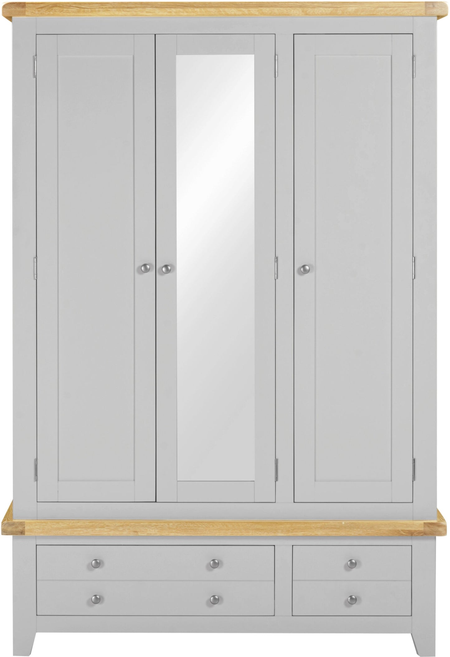 Windsor 3 Door 2 Drawer Wardrobe Pebble Grey/Oak