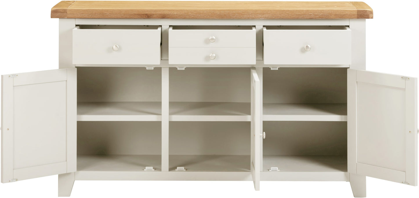 Windsor 3 Door 3 Drawer Sideboard Ivory/Oak