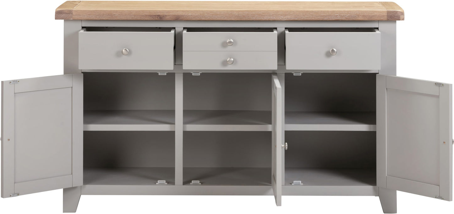 Windsor 3 Door 3 Drawer Sideboard Pebble Grey/Oak